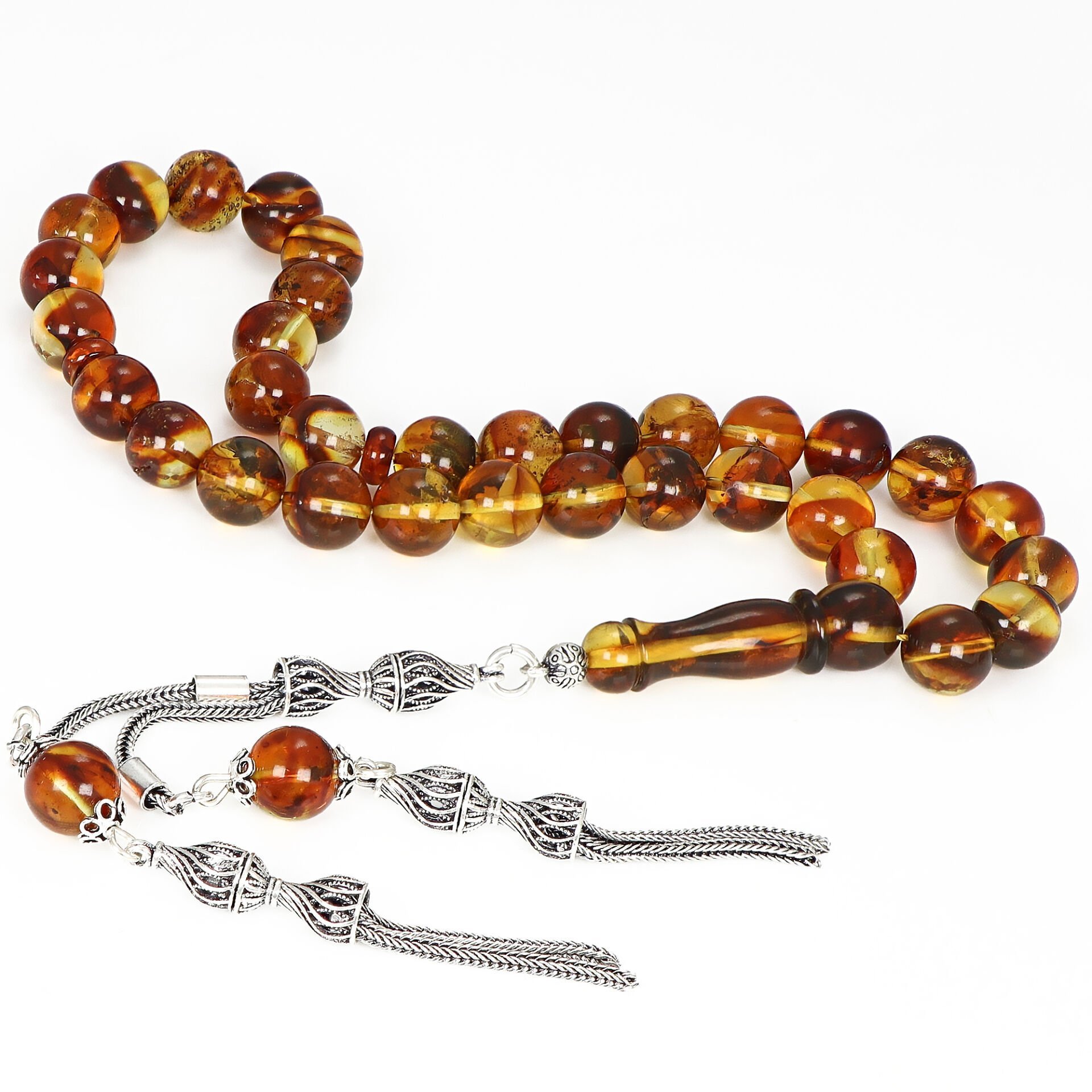 Çift Püsküllü Fosilli Damla Kehribar