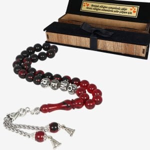 Bafon Püskül İsimli ve Harfli Kutulu Sıkma Kehribar Tesbih