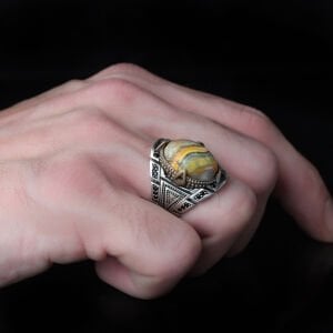 Bumble Be Jasper Taşlı 925 Ayar Erkek Gümüş Yüzük