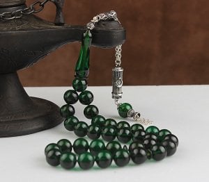 Gümüş Püsküllü Sıkma Kehribar Tesbih