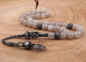 1000 Ayar Gümüş Kazaz Püsküllü Ay Taşı Tesbih