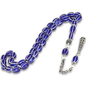 Mine İşçilikli Gümüş Kaplama Arpa Kesim Tesbih