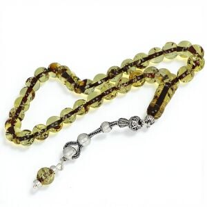 Doğal Damla Kehribar 925 Ayar Gümüş Püsküllü