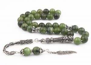 Kanada Yeşim Taşı Gümüş Püsküllü Tesbih