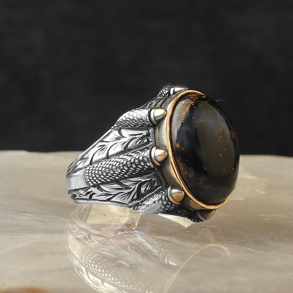 Pietersite Taşlı 925 Ayar Erkek Gümüş Yüzük