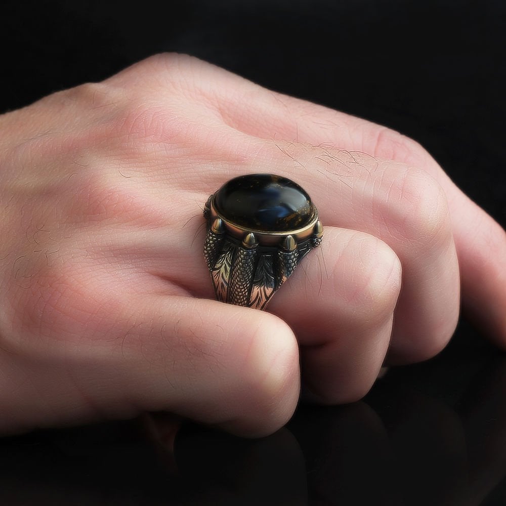 Pietersite Taşlı 925 Ayar Erkek Gümüş Yüzük