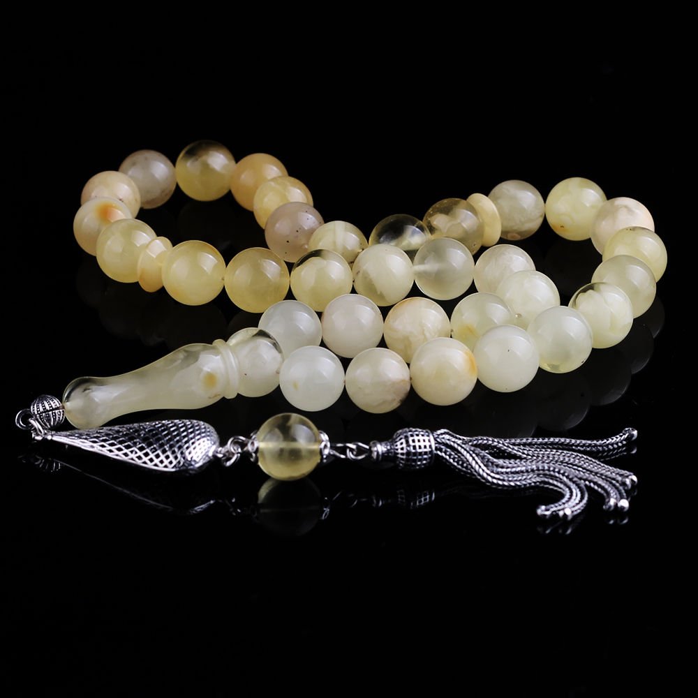 İri Boy Sertifikalı Doğal Damla Kehribar Tesbih