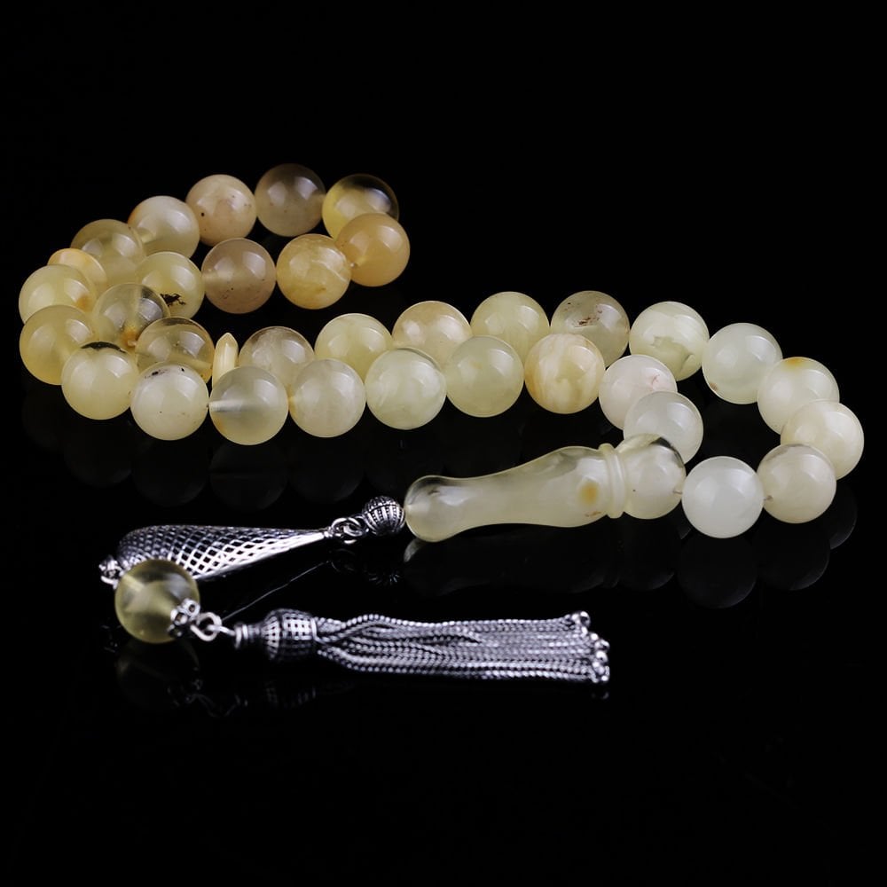 İri Boy Sertifikalı Doğal Damla Kehribar Tesbih