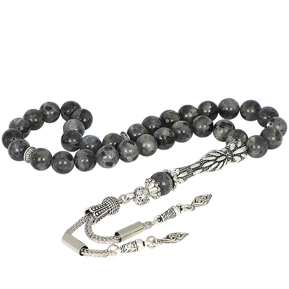 Gümüş Kaplama Metal Püsküllü Ceyt Taşlı Tesbih