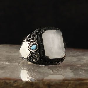 Paraiba Taşlı 925 Ayar Erkek Gümüş Yüzük