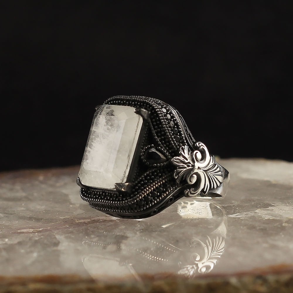 Paraiba Taşlı 925 Ayar Erkek Gümüş Yüzük