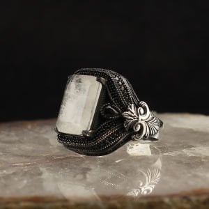 Paraiba Taşlı 925 Ayar Erkek Gümüş Yüzük