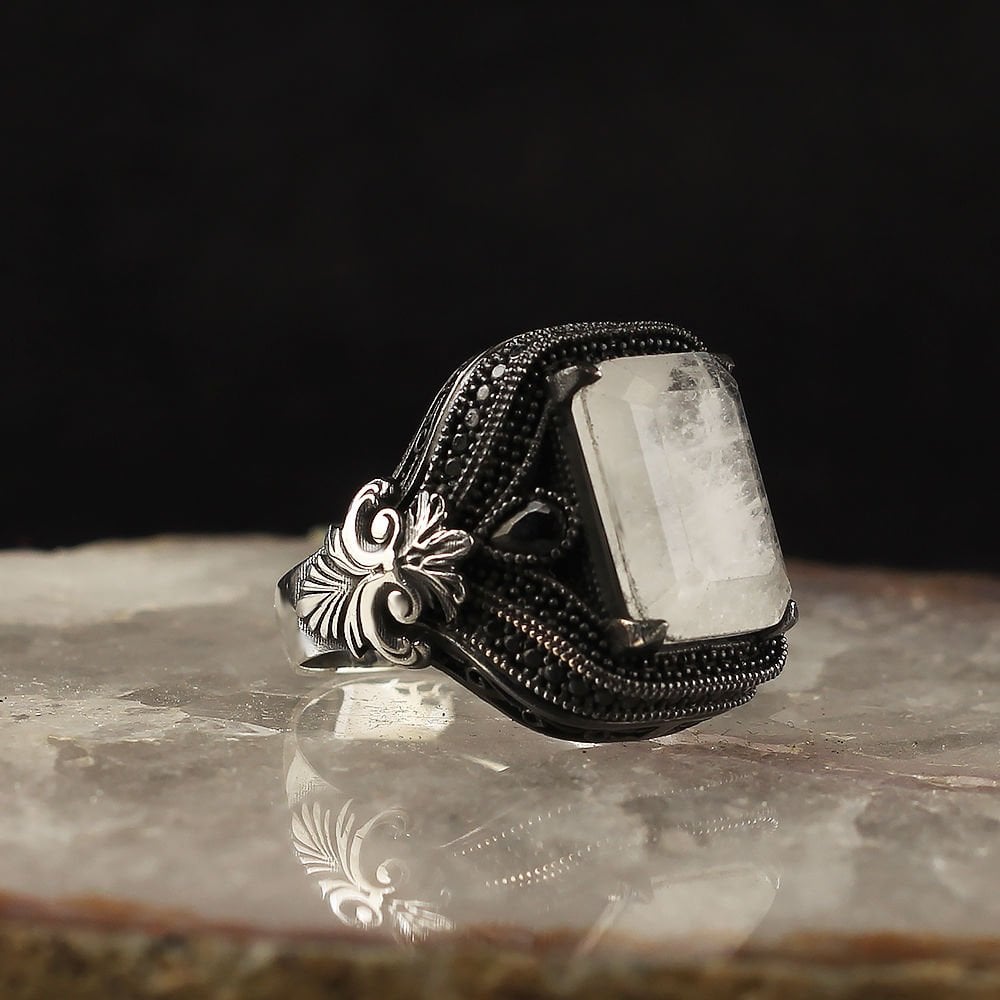 Paraiba Taşlı 925 Ayar Erkek Gümüş Yüzük