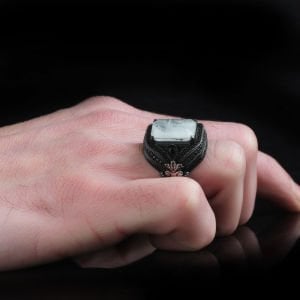 Paraiba Taşlı 925 Ayar Erkek Gümüş Yüzük