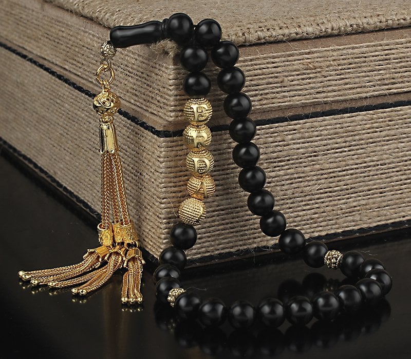 Rodaj Kaplama Gümüş Püskül Oltu Taşı Tesbih