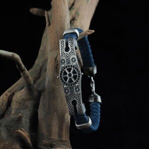 Dümen Model 925 Ayar Erkek Gümüş Deri Bileklik