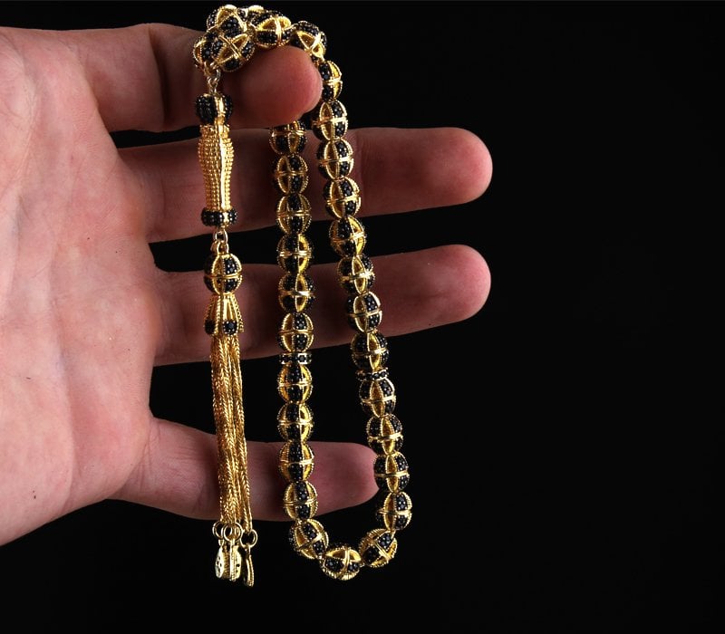 Zirkon Taşlı Gümüş Tesbih