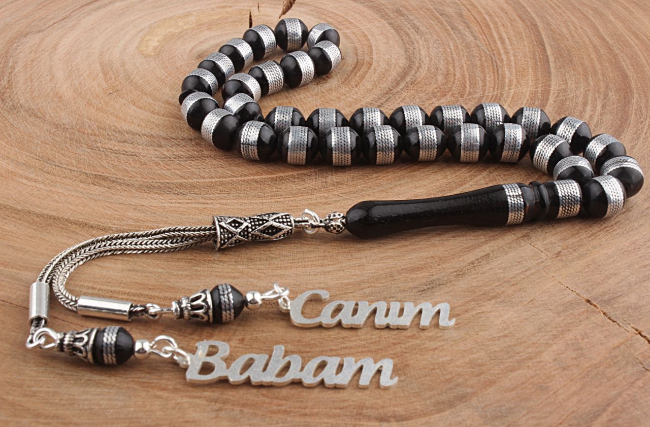 Canım Babam Yazılı Gümüş Püsküllü Kuka Tesbih