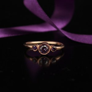 Zirkon Taşlı Rose Kaplama Gümüş Bayan Yüzük