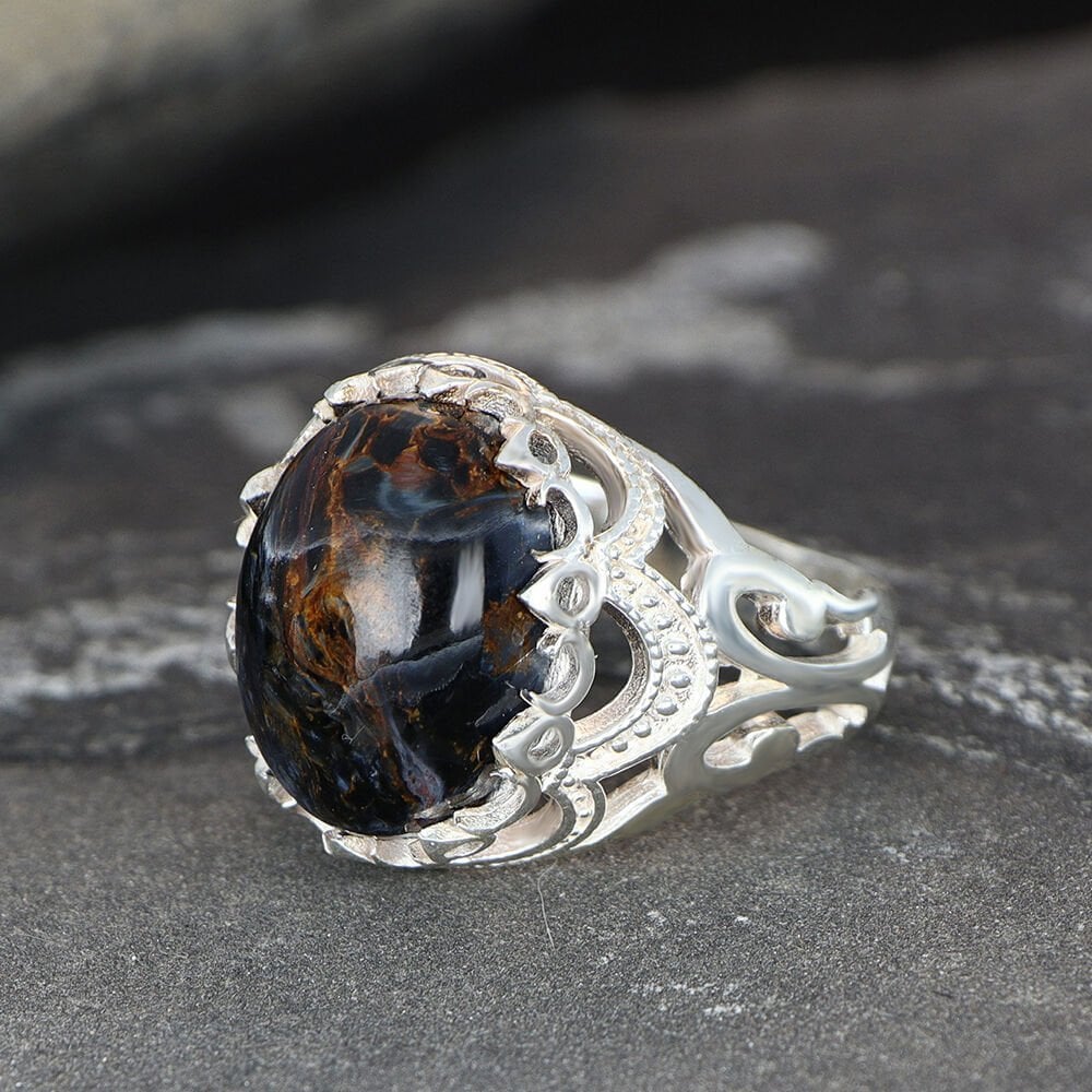 Pietersite Taşlı 925 Ayar Erkek Gümüş Yüzük