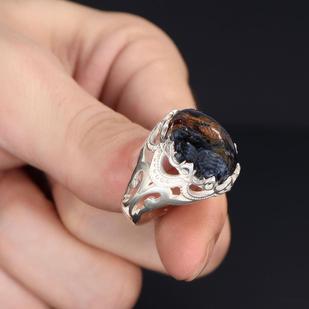 Pietersite Taşlı 925 Ayar Erkek Gümüş Yüzük