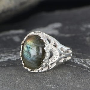 Labradorite Taşlı 925 Ayar Erkek Gümüş Yüzük