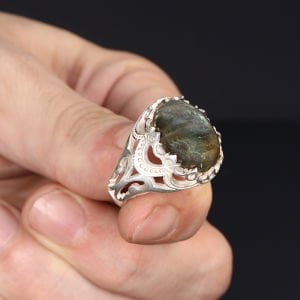 Labradorite Taşlı 925 Ayar Erkek Gümüş Yüzük