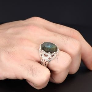 Labradorite Taşlı 925 Ayar Erkek Gümüş Yüzük