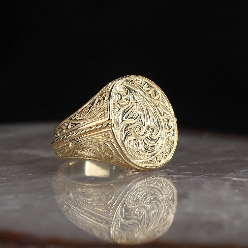 14 Ayar Altın Kaplama Zirkon Taşlı Erkek Yüzük