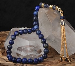 925 ayar Gümüş Zirkon Taşlı İmameli Doğal Taş Tesbih