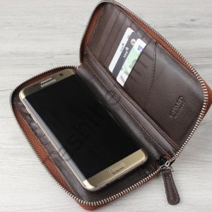 Kamuflaj Desenli Fermuarlı Deri Kartlık ve Telefon Kılıf