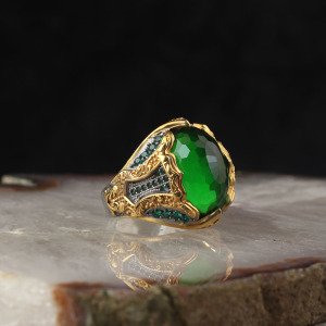 Zirkon Taşlı Rodajlı 925 Ayar Gümüş Erkek Yüzük