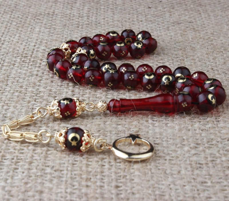 Ayyıldızlı Küre Kesim Ateş Kehribar Tesbih