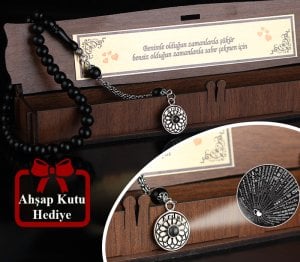İsim Yazılı Ahşap Kutu Hediyeli 100 Dilde Seni Seviyorum Yazılı Gümüş Püsküllü Oltu Tesbih