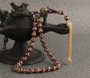 Zirkon Taşlı Mine İşlemeli Özel Tasarım 925 Ayar Gümüş Tesbih