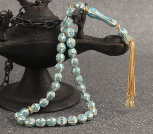 Zirkon Taşlı Mine İşlemeli Özel Tasarım 925 Ayar Gümüş Tesbih