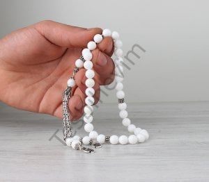 925 Ayar Gümüş Püsküllü Sedef Taşlı Tesbih