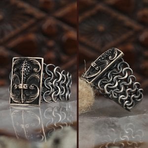 Örme Model Eskitme Gümüş Erkek Yüzük