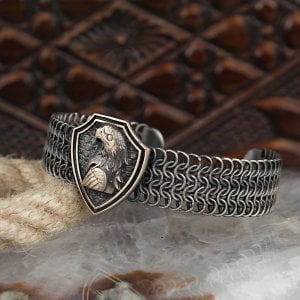 Örgü Model Eskitme Erkek Gümüş Bileklik