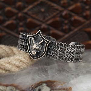 Örgü Model Eskitme Erkek Gümüş Bileklik