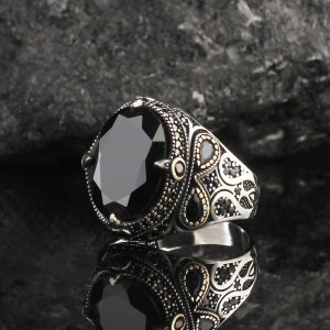 Zirkon Taşlı 925 Ayar Gümüş Erkek Yüzük