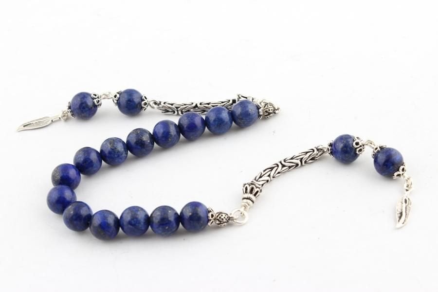 Lapis Lazuli Taşı Zaza Tesbih 925 Ayar Gümüş Püsküllü