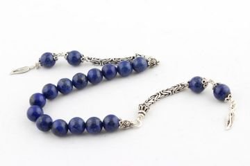 Lapis Lazuli Taşı Zaza Tesbih 925 Ayar Gümüş Püsküllü