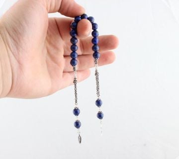 Lapis Lazuli Taşı Zaza Tesbih 925 Ayar Gümüş Püsküllü
