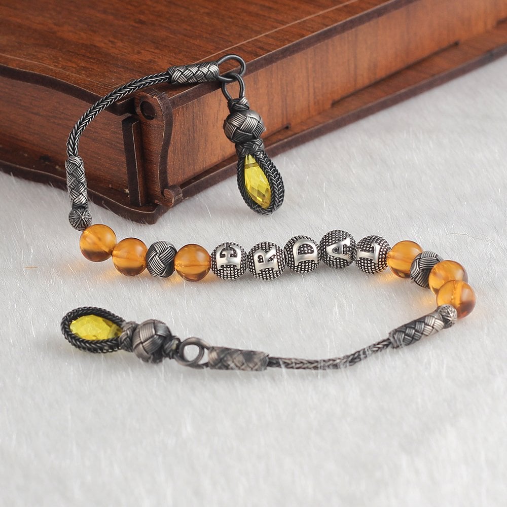 Gümüş Kazaz Püskül ve İsimli Kehribar Zaza Tesbih