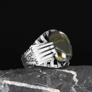 Peridot Taşlı 925 Ayar Erkek Gümüş Yüzük